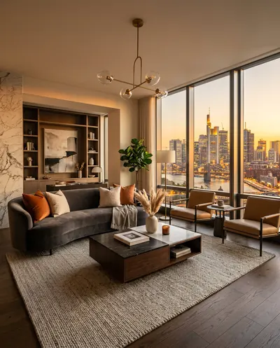 Real estate ad creative of a luxury living room