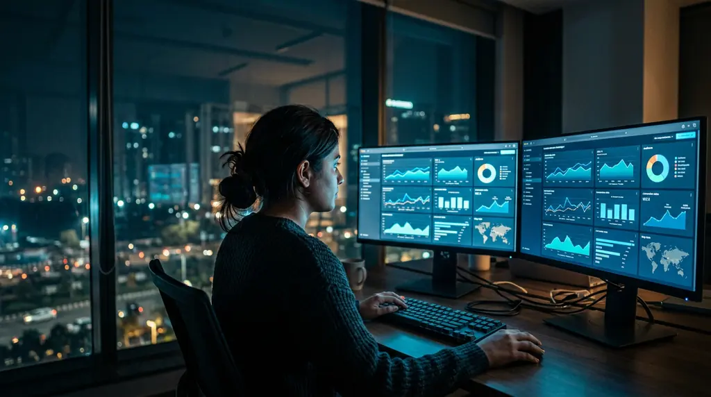 Performance marketer monitoring ad dashboards