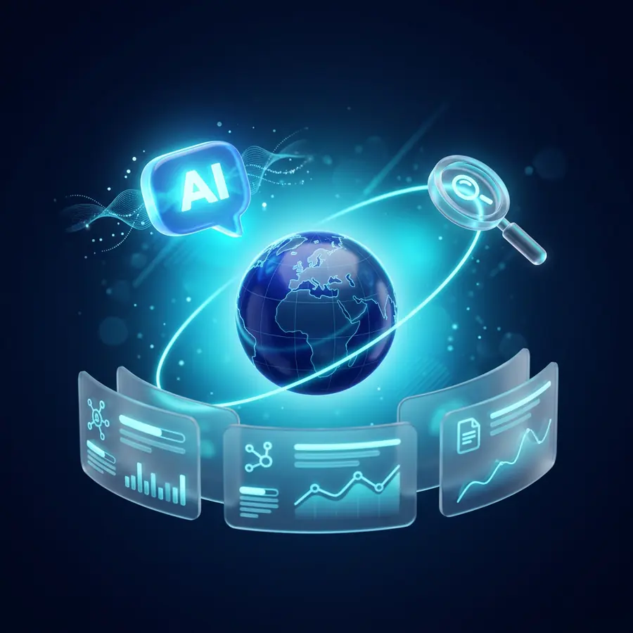 AI search and globe illustration